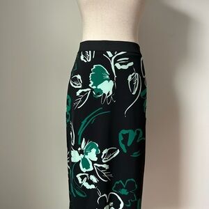 Alfani Black Green Floral Midi Pencil Skirt for Night Out